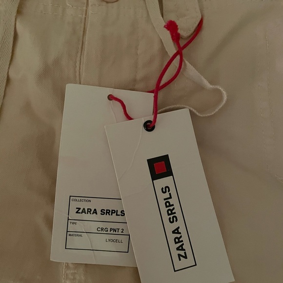 Zara SRPLS Cargo Pants High Waist Pink Pastel Button Fly Lyocell NWT New M - Picture 8 of 8